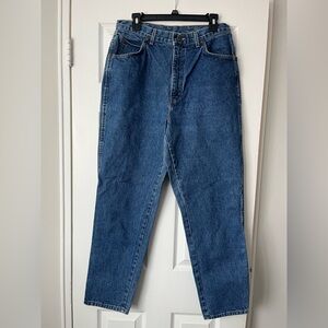 Chic Vintage Dark Wash High Rise Straight Leg Jeans